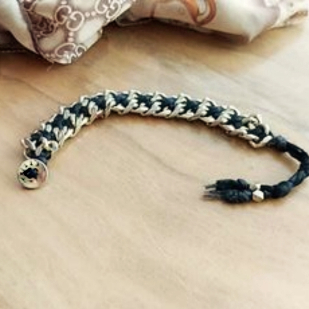 ETTIKA Gold and black Leather Bracelet